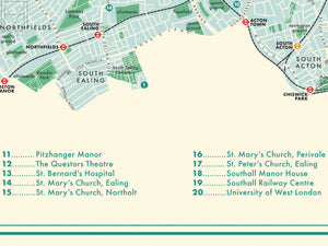 Ealing (London borough) retro map giclee print