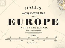 Europe, antique style map giclee print
