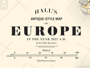 Europe, antique style map giclee print