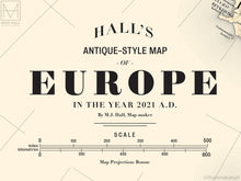 Europe, antique style map giclee print: Limited edition 4-colour version