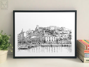 Ibiza Old Town and Port giclee print