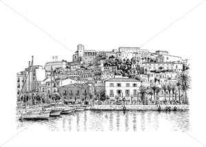 Ibiza Old Town and Port giclee print