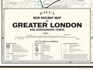 Greater London railway map giclee print