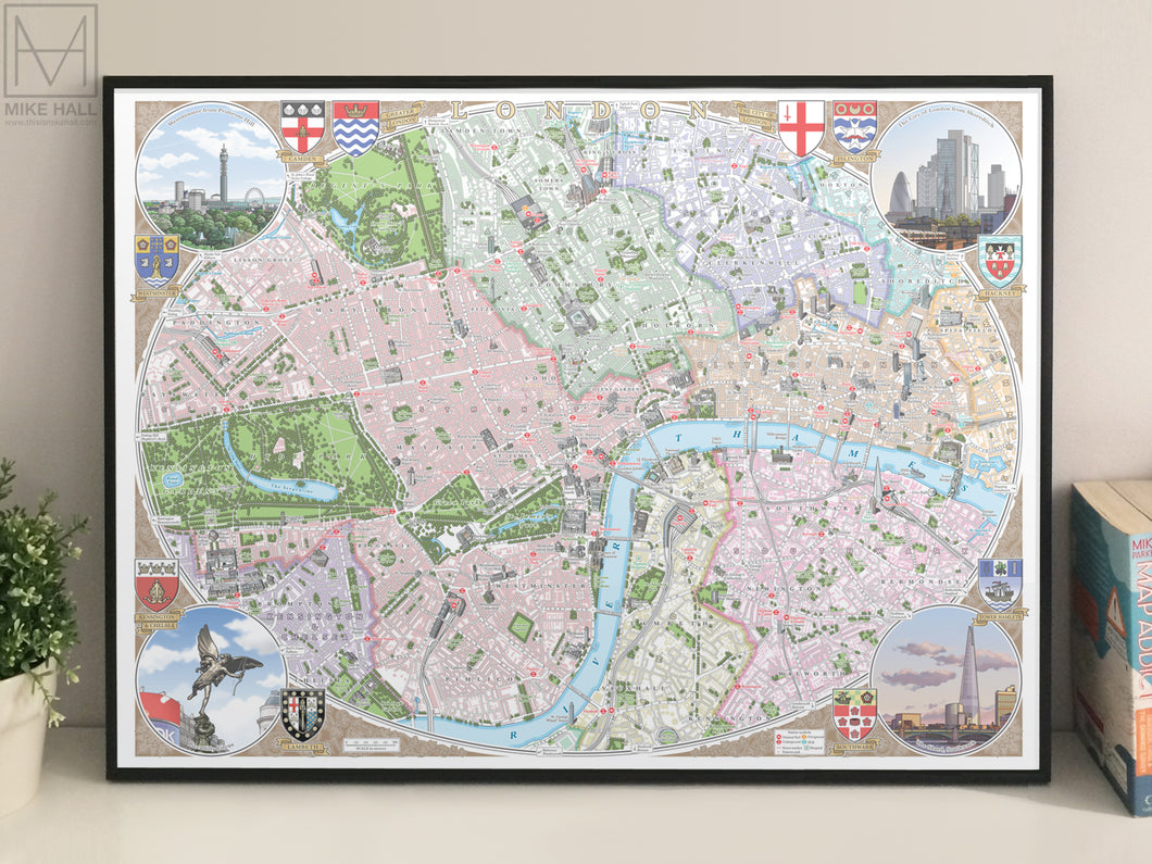 London illustrated map giclee print