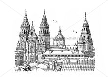 Santiago de Compostela Cathedral giclee print