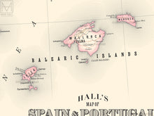 Spain & Portugal antique-style map giclee print