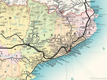 Spain & Portugal railway map giclee print