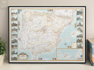 Spain decorative map giclee print